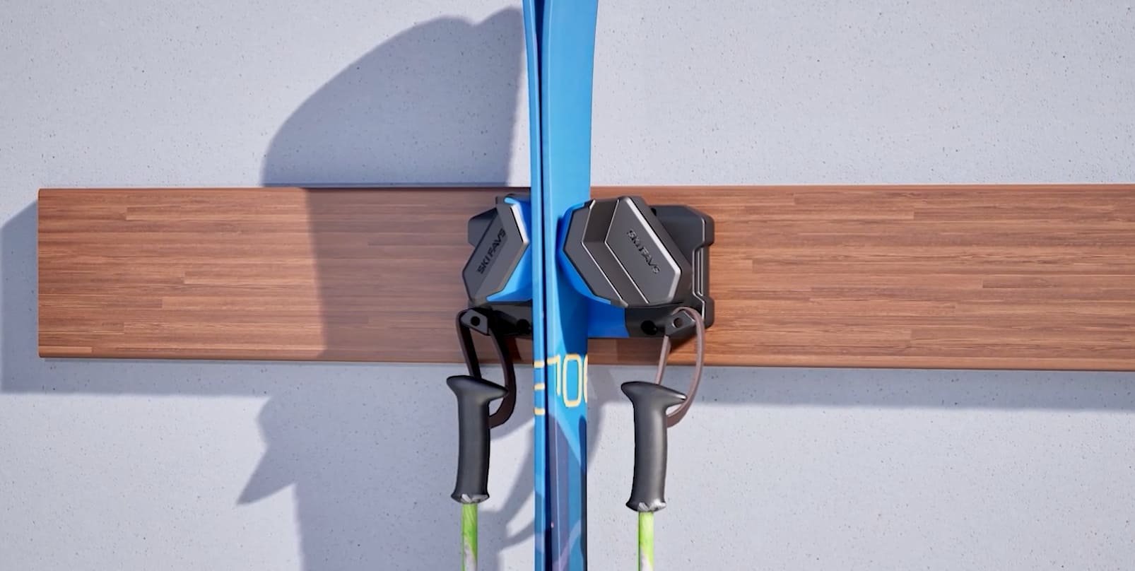Load video: Introducing Skifavs Lite - the best ski and snowboard wall mount